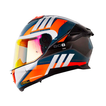 CASCO INTEGRAL LS2 FF808 STREAM II ELECE2 AZUL+NARANJA NEON
